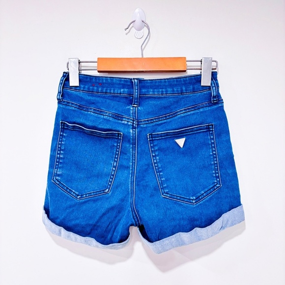 GUESS Blue mid-rise denim shorts - Picture 2 of 6